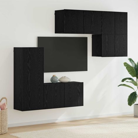 TV-Wandmöbel 5 Stück Schwarz Eichen-Optik Holzwerkstoff (1/5)