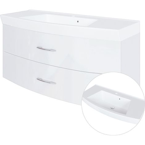 Badezimmer Waschtisch mit Unterschrank 120cm FLORIDO-03 Hochglanz weiß B x H x T: ca. 120 x 54 x 47 cm (1/5)