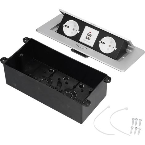 Multiprise encastrable multifonctionnelle avec 2 prises européennes et 2 ports de chargement USB (1/5)