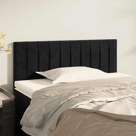 Tête de lit réglable en velours noir avec pieds en bois 100 x 5 x 78/88 cm, 6.1kg - PANGIVO (1/5)