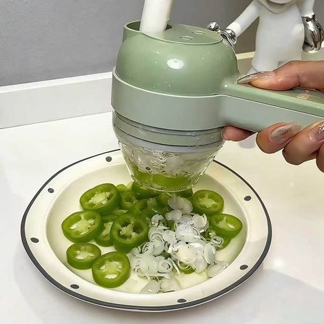 Hachoir électrique multifonction pour ail, piments, oignons, gingembre et légumes. Compact, puissant et facile à nettoyer. (1/3)