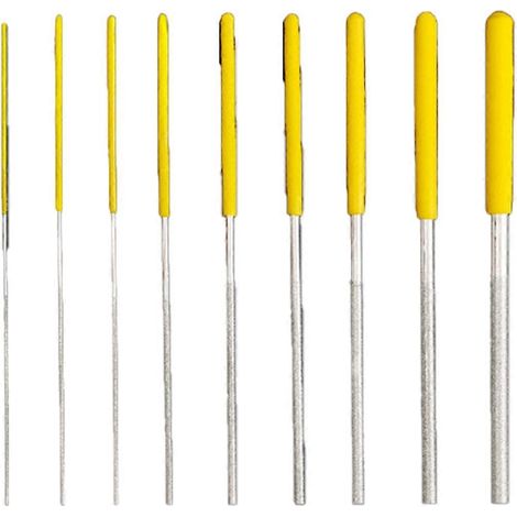 Satz von 10 Diamant-Zylinderfeilen zum Bohren kleiner Durchmesser (1 bis 5,8 mm). (1/5)