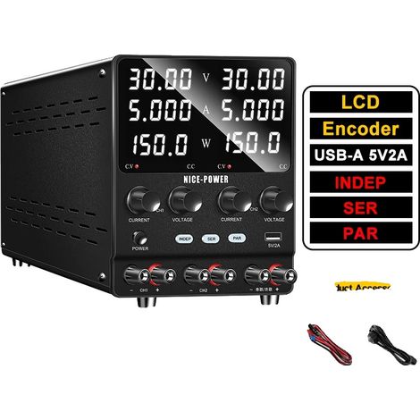Fuente de alimentación, voltaje ajustable, modos de salida duales, SPS305-2KD (1/2)