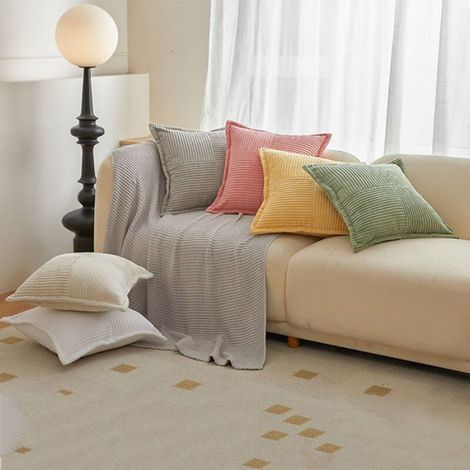 Housse Coussin - 45x45 cm - Velours Côtelé - Pour Canapé et Oreiller - Lot de 2 (1/3)