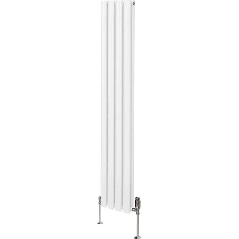 Oval Column Radiator & Valves - 1600mm x 240mm – White