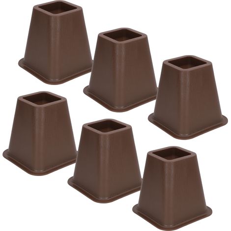 Lot de 6 rehausseurs de meubles en plastique antidérapants, imitation bois, pour lit, bureau, canapé, chaise ou machine à laver. (1/5)