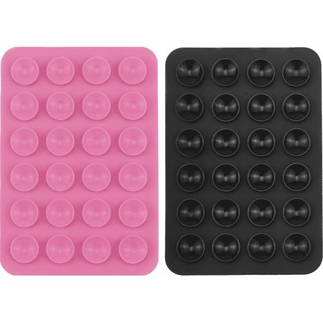 2 supports de téléphone à ventouse double face, silicone, pour douche/miroir/véhicule, fixation sur surfaces lisses (1/5)