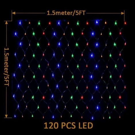 MULTICOLORE 23M 220V 200 LEDs Guirlande Lumineuse Filet Rideau de Lumière 8 Modes Décoration extérieur intérieur pour Mariage fê... (1/4)