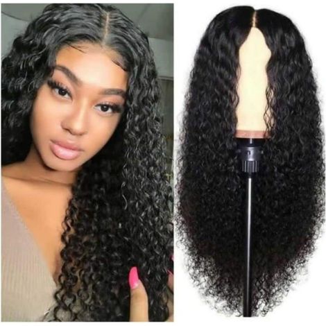Perruque Femme Naturelle 100% Cheveux Humains Bresiliens Ondulé Deep Wave - Lace Front Frontal Wig Naturel Human Hair (Densit[H5966]