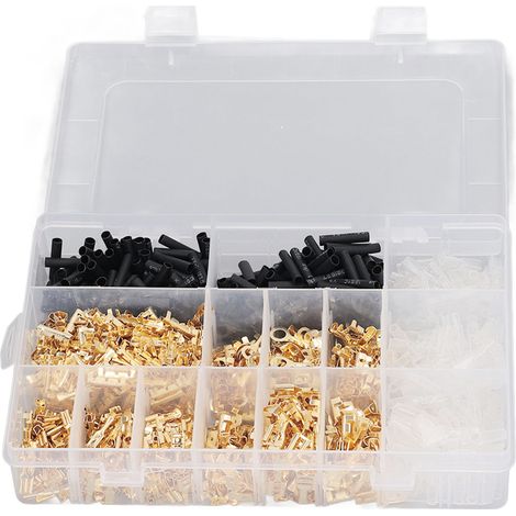 Kit de cosses à sertir en laiton, assortiment de terminaux avec gaines thermorétractables et manchons de protection. (1/5)