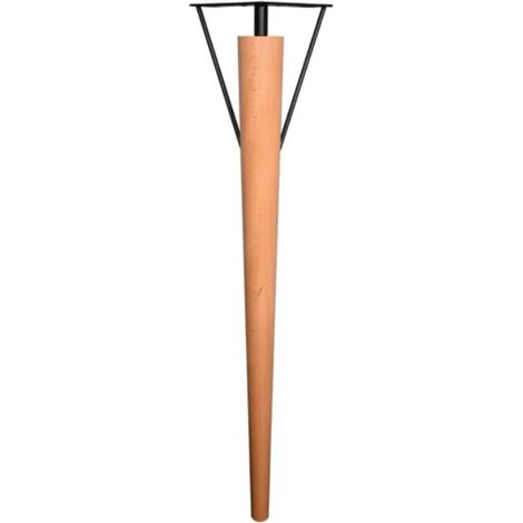 Gerades Bein für Stehtisch "CHARLY" aus lackiertem Buchenholz und schwarzem Stahl, H 748 mm, D 50 mm