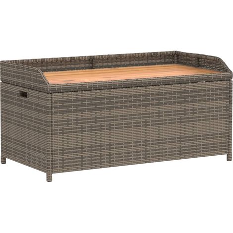 Bank mit Stauraum Grau 100x50x52 cm Poly Rattan Akazienholz vidaXL