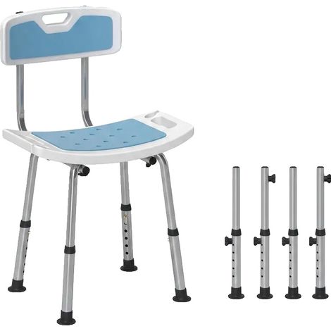 Tabouret de douche, hauteur réglable, design antidérapant, T1003-01-12281 (1/2)