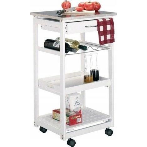 Zeller carrito con ruedas blanco con cajón y estantes (1/3)