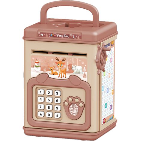 Boîte À Argent Électronique - Coffre-Fort À Empreintes Digitales Et Code PIN - Pour Enfants - Banque Éducative À Écran LCD - 1 Pièce