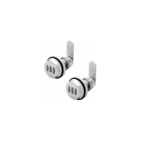 Set di 2 serrature a combinazione a 3 cifre con cilindro, serratura per armadietto, armadio, schedario, cassetta postale, cassetto, credenza (argento) - Crezuo (1/4)