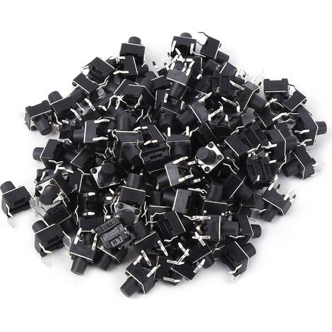 interrupteur tactile, 100 pièces interrupteur à bouton-poussoir tactile momentané mini accessoire de commutateur micro-tactile 6 x 6 x 7 mm (1/5)