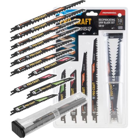 Procraft SB10 Säbelsägeblatt Set 10 tlg. 150 - 240 mm für Holz / Metall / Kunststoff (1/5)