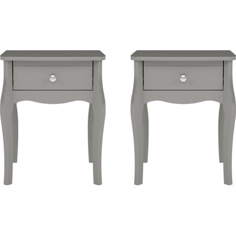Baroque table de nuit 2 pcs. avec 1 tiroir gris. (1/5)