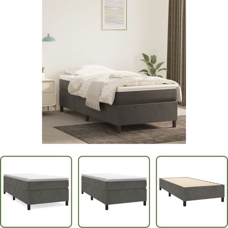 vidaXL Matelas -  Cadre de lit à lattes gris foncé 80x200 cm velours (1/5)