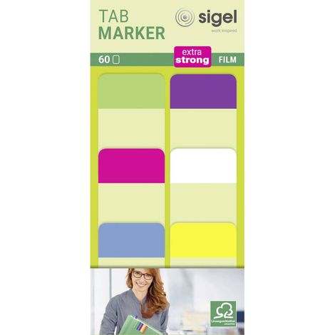 Sigel Marquage adhésif HN203 vert, jaune, rose, bleu, violet, blanc (1/4)