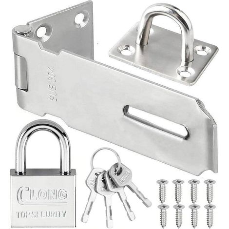 Verrou de cadenas en acier inoxydable, 3 pouces, argent