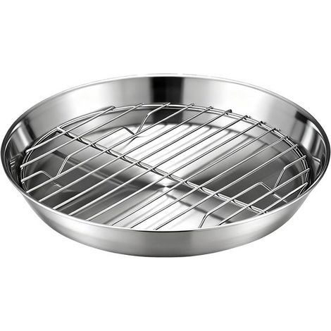 Plaque de cuisson pour friteuse à air chaud, accessoire pour friteuse à air chaud, plaque de cuisson avec grille, en acier inoxydable 304, 25 cm (1/5)