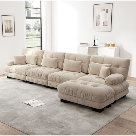Sofá modular chenilla con otomana y confort nube salón OKMYHOME (1/5)