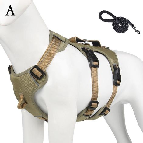 Laisse Chien - Antichoc Avec Harnais Poitrine - Pour Chiens Grands - Oxford - Réfléchissant - Tailles M L XL (1/5)