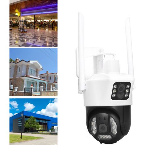 Caméra extérieure WiFi 2 canaux 3MP avec zoom numérique panoramique et inclinaison, suivi automatique, audio bidirectionnel, Alexa, vision nocturne couleur, détection de mouvement sonore. (1/5)