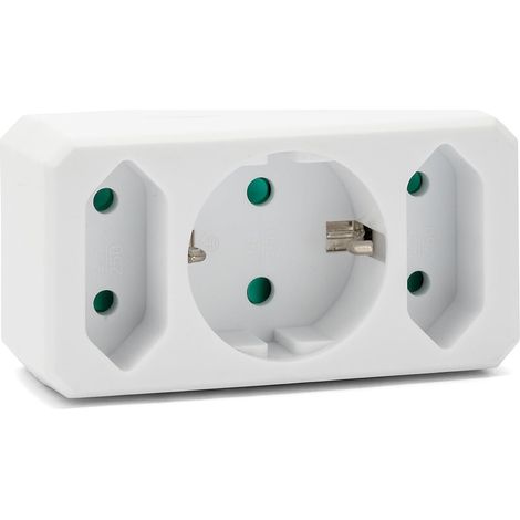 Bloc multiprise Frontale 16A + 2x6A - Standard Schuko. Blanc (1/3)