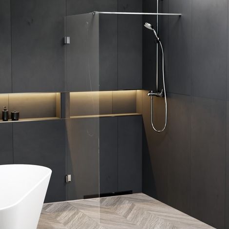 Paroi de douche walk-in SCANDIC NXT 400 RIHO 110x200 cm à charnières chromées (1/2)