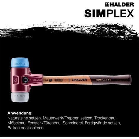 Halder Schonhammer SIMPLEX L.330mm Kopf-D. 40mm mittelh.HO TPE-soft,blau/TPE-mid,grau