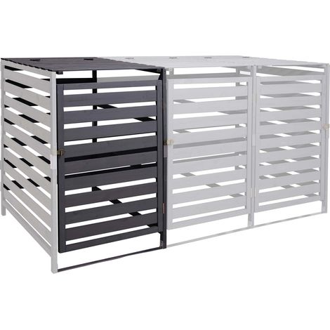 Extensión de tapa de cubo de basura XL 1pc/2pc HHG-714, caja de cubo de basura, 114x67x97cm madera maciza, antracita