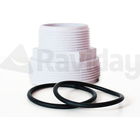 Raccord de robinetterie fileté blanc – 2 joints pour liaison vanne/tuyau – Compatible filtre à sable Ubbink 50kg max