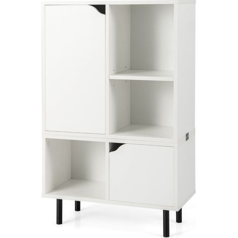 Libreria impilabile mobile contenitore 60 x 30 x 96,5 cm con ripiani regolabili design moderno legno ingegnerizzato bianco 200020080