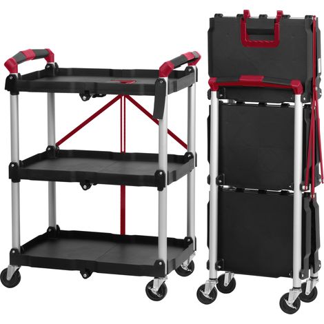 Carrello da servizio pieghevole Mahlzeit con ruote, capacità fino a 150 kg, scaffale a 3 ripiani