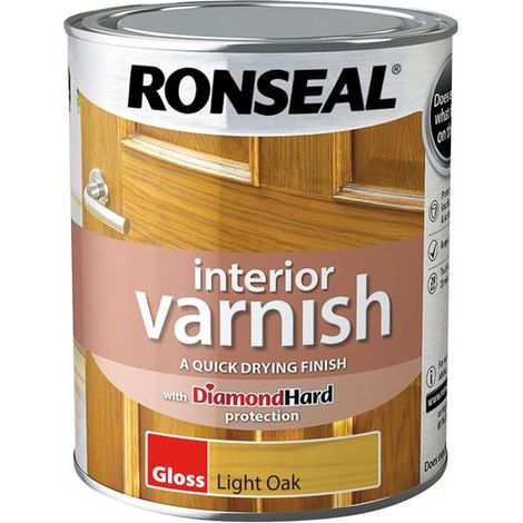 Ronseal Interior Wood Varnish - Light Oak - Quick Dry Gloss Finish - 750ml