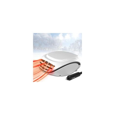 Chauffage de Voiture 12 V, Ventilateur de Dégivrage à Chauffage Rapide, Alimentation Allume-Cigare, Protection Contre la Surchauffe, Désembueur pour Voitures, SUV, Taxis, Pickup (Blanc)