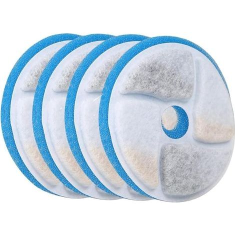 Filter für Katzentrinkbrunnen, 4er-Pack Ersatzfilter und 4 Ersatz-Vorfilterschwämme für automatischen Hundewasserspender mit 2 l/68 oz (1/4)