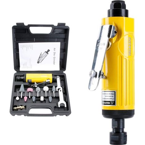 Pneumatischer Geradschleifer mit 6 mm (1/4") und 3 mm (1/8") Spannzangen – Pneumatisches Schleifset, 22.000 U/min (1/4)