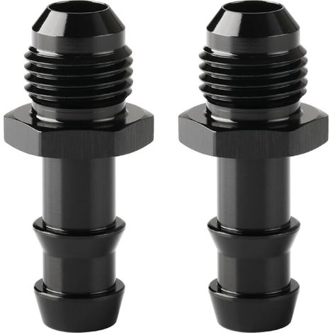 RHG Adaptateur de raccord droit évasé mâle 6AN vers raccord cannelé 3/8 en aluminium noir 2 pièces