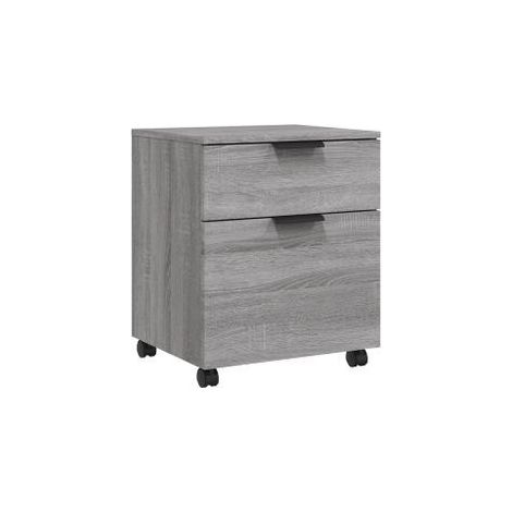 Caisson 1 tiroir 1 porte en bois Kever H 54cm – Mobilité et rangement élégant-Chêne gris (1/5)