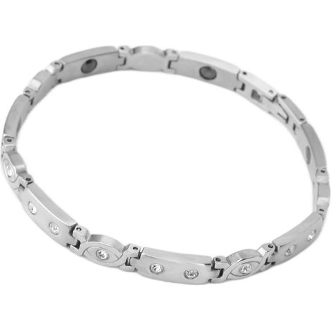 Bracelet magnétique élégant en acier titane noir, bracelet de thérapie magnétique pour soulager la douleur (1/5)