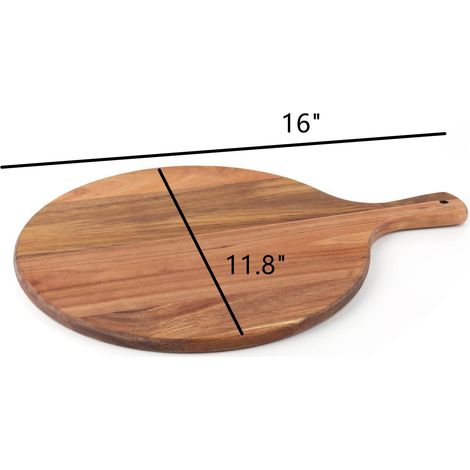 Planche à charcuterie en bois d'acacia, planche à pizza ronde de 30 cm avec poignée, planche à découper, planche à fromage, pelle à pizza, planche à fruits, plaque de cuisson pour pain, légumes, campi (1/5)