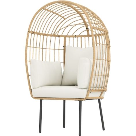 Chaise rotin extérieur coussin amovible résistante aux intempéries pour jardin (1/4)