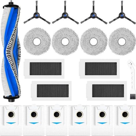 20-piece accessory set for ECOVACS DEEBOT X5 Omni / X5 Pro robot vacuum cleaner. Includes: 1 main brush, 4 HEPA filters, 4 cloths, 6 dust bags, 4 side brushes, and 1 cleaning brush. (1/4)