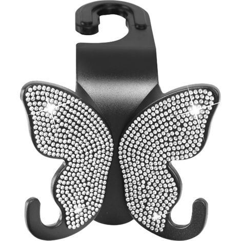 Crochet de fixation papillon et strass pour siège arrière de voiture (blanc) (1/5)