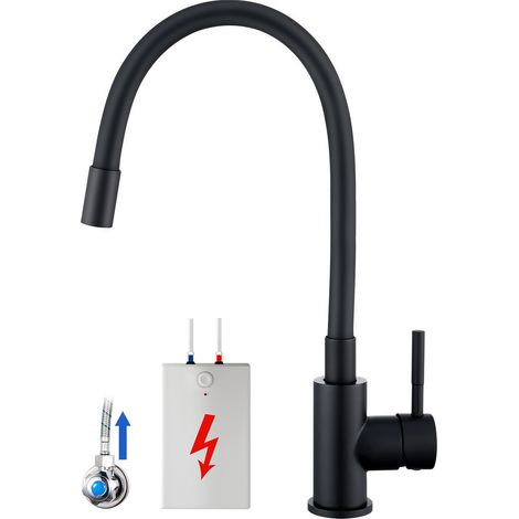 Niederdruck flexible Küchenarmatur 360° Drehbar Küchenmischbatterien Einhandmischer flexibler Wasserhahn für die Küche, Schwarz (1/5)