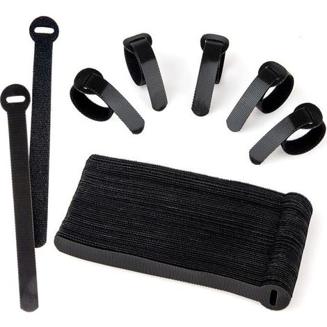 Lot de 60 attaches de câble réutilisables noires réglables et libérables pour la gestion des câbles de PC, cordons d'organisation (1/5)